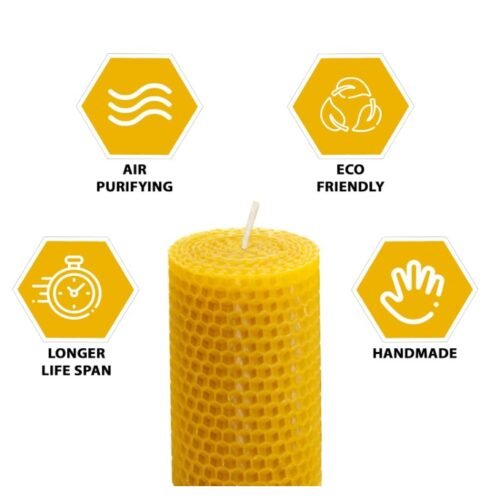 Hand rolled pure beeswax pillar candle