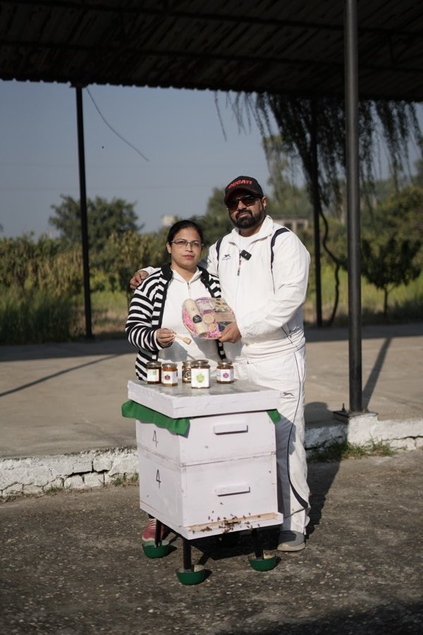 Dr. Mohit Sharma at the apiary